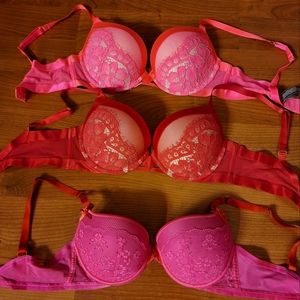 3 Victoria Secret Push Up Bras 34D
